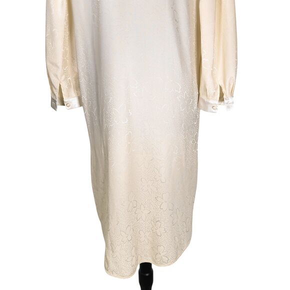 Vtg Valentino Intimo Womens Dressy Nightgown Beige Floral Lace Midi Length Sz XL - Picture 9 of 10